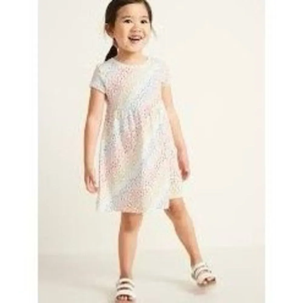 OLD NAVY Toddler Girls 18-24 Months Valentine Rainbow Heart Print Knit Dress BUY